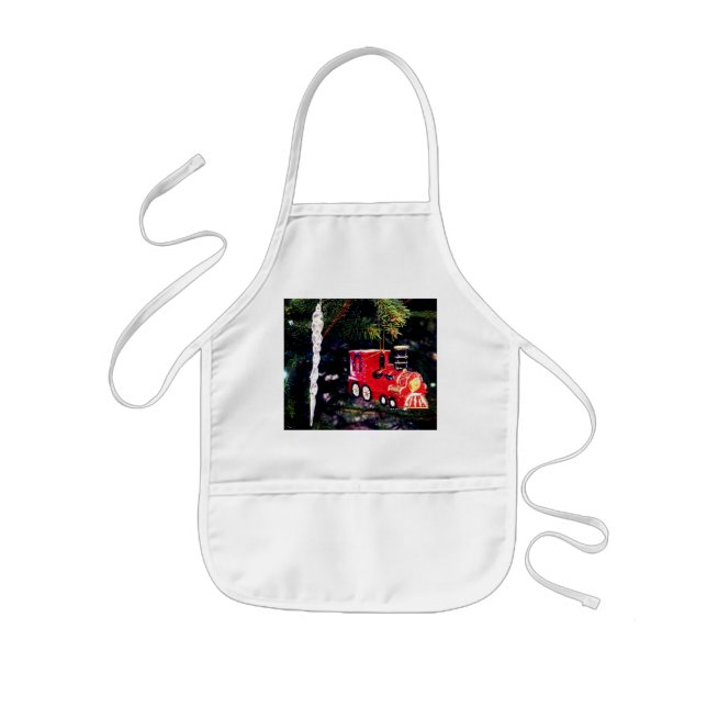 Tablier Enfant Train rouge et glace (Devant)
