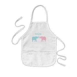 Tablier Enfant Twin Elephant Rose Et Bleu