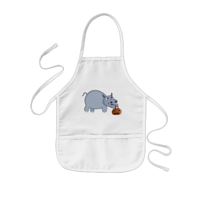Tablier Enfant Un hippo avec un sac Citrouille (Devant)