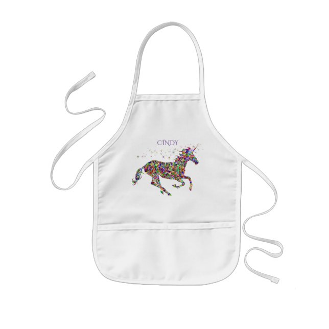 Tablier Enfant Unicorne mousseux enfants tablier. Nom personnalis (Devant)