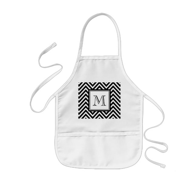 TABLIER ENFANT VOTRE MONOGRAMME, CHEVRON NOIR (Devant)