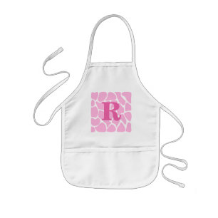 Tablier Enfant Votre monogramme de lettre. Coutume. Motif rose de