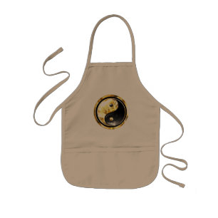 Tablier Enfant Yin Yang or en or sur fond noir