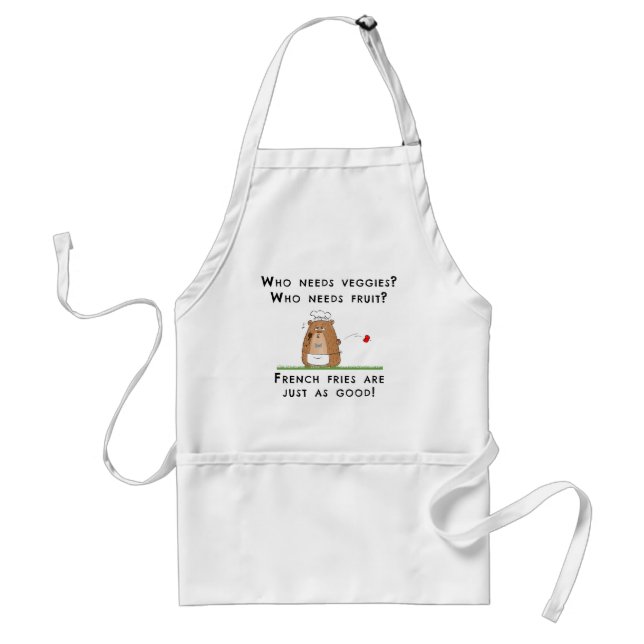Tablier Enfants Apron Avec Drôle Ours Cuisinier Et Fries F (Devant)