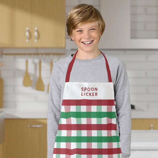 Tablier Enfants Drôle Cuisson de Noël Plaid Cuillère Licke (Créateur téléchargé)