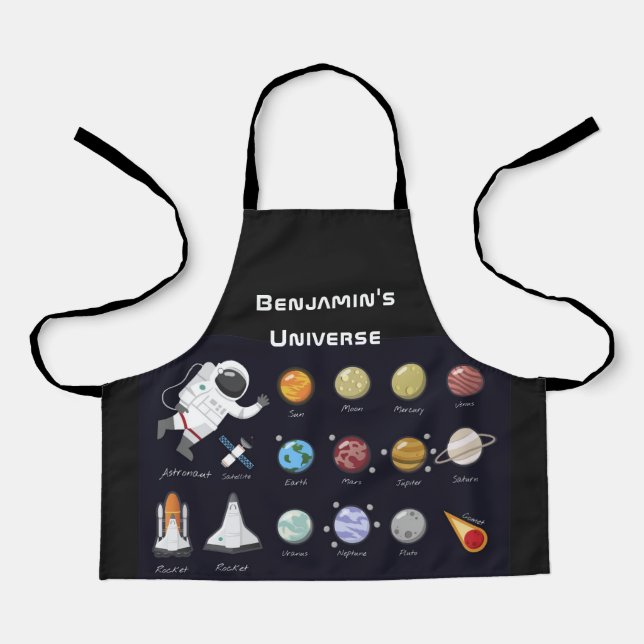 Tablier Enfants Planètes Astronaut Monogramme Univers colo (Recto)