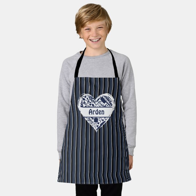 Tablier Enfants Sur Mesure, Coeur, Cuire BBQ Cuisiné (Porté)