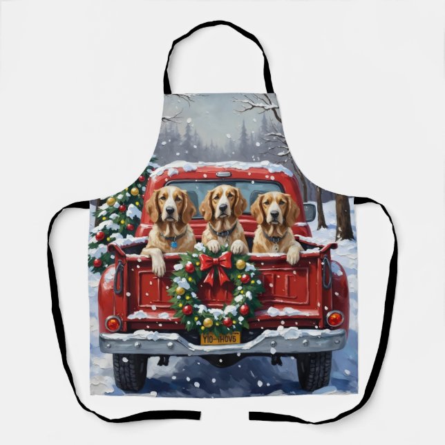 Tablier English Setter Christmas Red Truck Holiday (Recto)