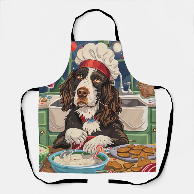 Tablier English Springer Spaniel Fête de fin d'année en cu (Recto)