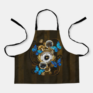 Tablier Engrenages Steampunk et papillons bleus