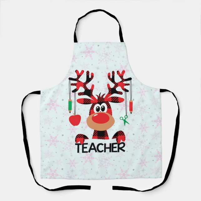 Tablier Enseignant de Noël Buffalo Plaid (Recto)