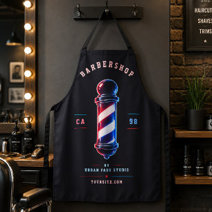 Tablier Enseigne de barbier bleu rouge lumineux et audacie