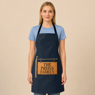 Tablier Enseigne en bois personnalisée avec nom de famille