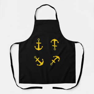 Tablier Ensemble d'ancre de bateau doré de dessin animé