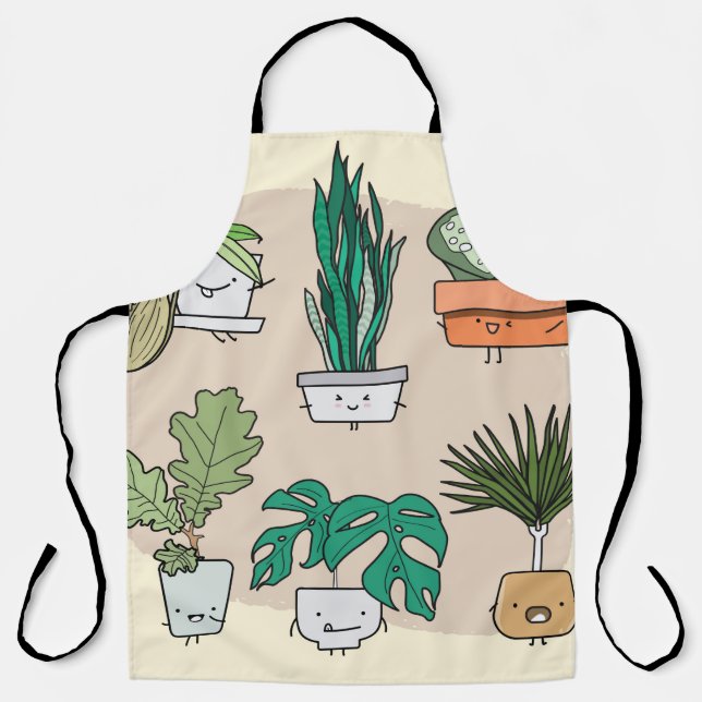 Tablier Ensemble de plantes de maison mignons dans des pot (Recto)