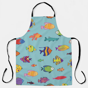 Tablier Ensemble de poissons tropicaux. motif transparent