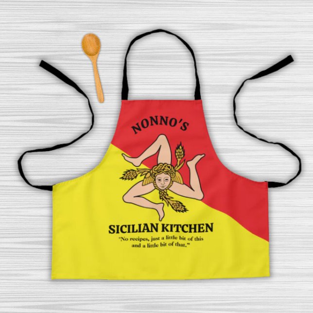 Tablier entièrement personnalisé avec drapeau de S (Fully custom wording Sicilian Heritage Flag of Sicily Apron for adults and kids)