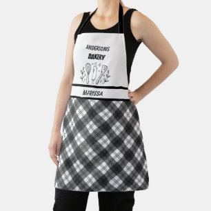 Tablier Entreprise Boulangerie Nom Noir & Blanc plaid