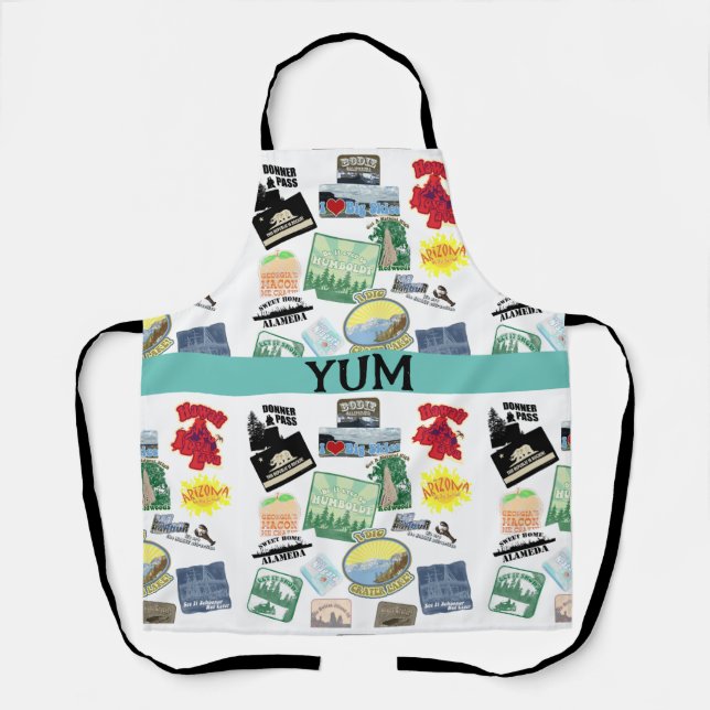 Tablier Epic Travel Logos Collage Design Tourist (Recto)