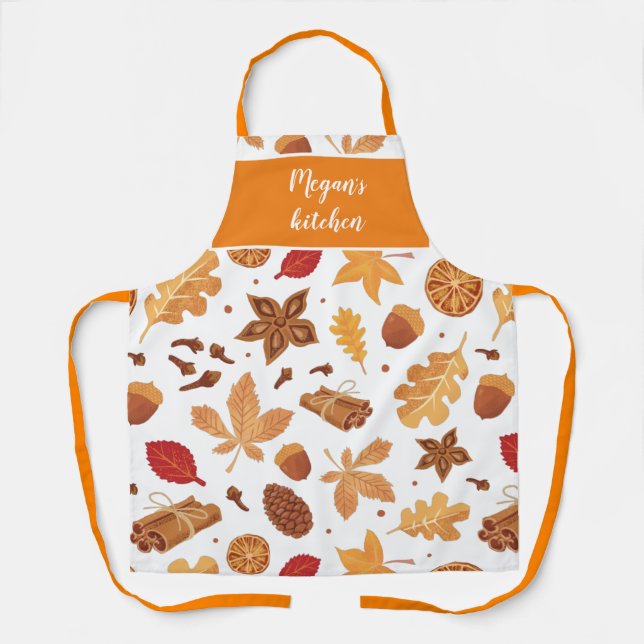 Tablier Épices Citrouilles Thanksgiving et automne Apron (Recto)