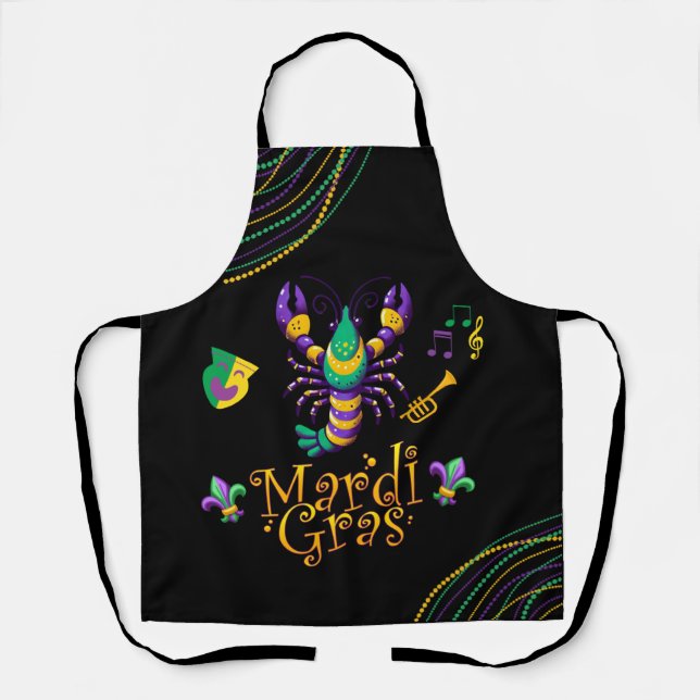 Tablier Épis/trompette/masque/fleur de lis Mardi Gras (Recto)