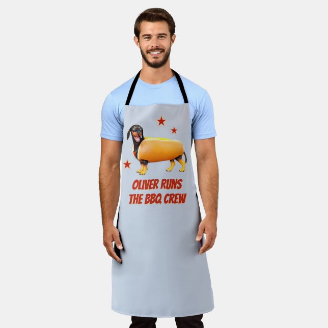 Tablier Équipage de BBQ de teckel personnalisé Drôle de ch (Porté)
