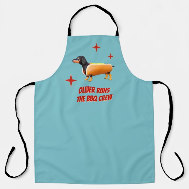 Tablier Équipage de BBQ de teckel personnalisé Drôle de ch (Recto)