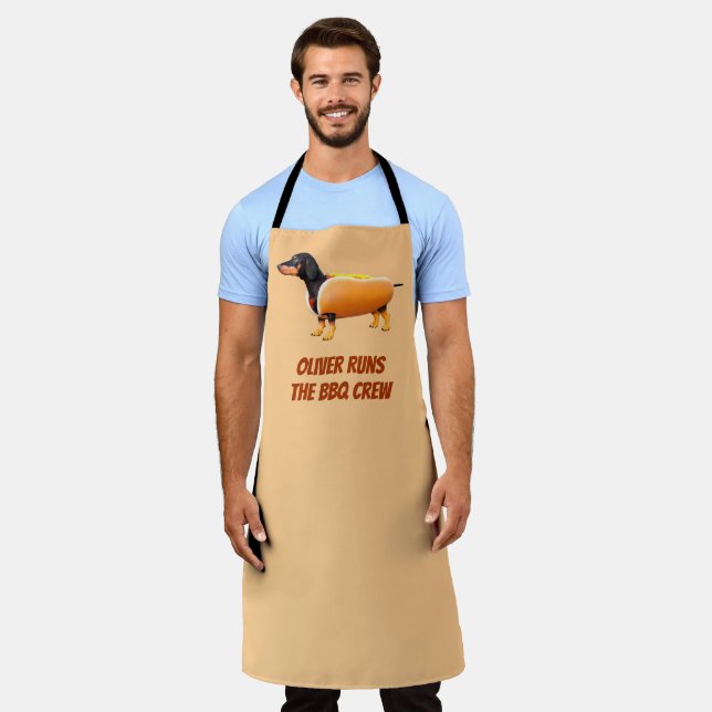 Tablier Équipage de BBQ de teckel personnalisé Drôle de ch (Porté)