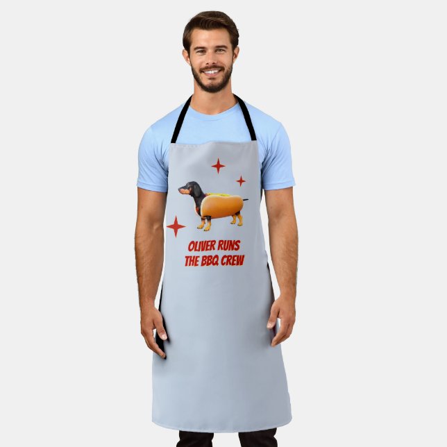 Tablier Équipage de BBQ de teckel personnalisé Drôle de ch (Porté)