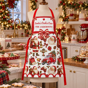 Tablier Équipe de biscuits de Noël Nom de famille personna