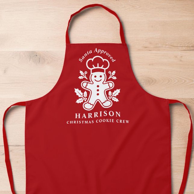 Tablier Équipe de biscuits de Noël personnalisés (Personalized Christmas Cookie Crew Apron)