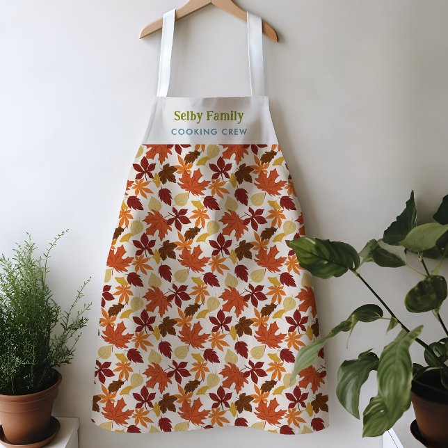 Tablier Équipe de cuisine de Thanksgiving aux feuilles tom (Falling Leaves Thanksgiving Family Cooking Crew Apron)