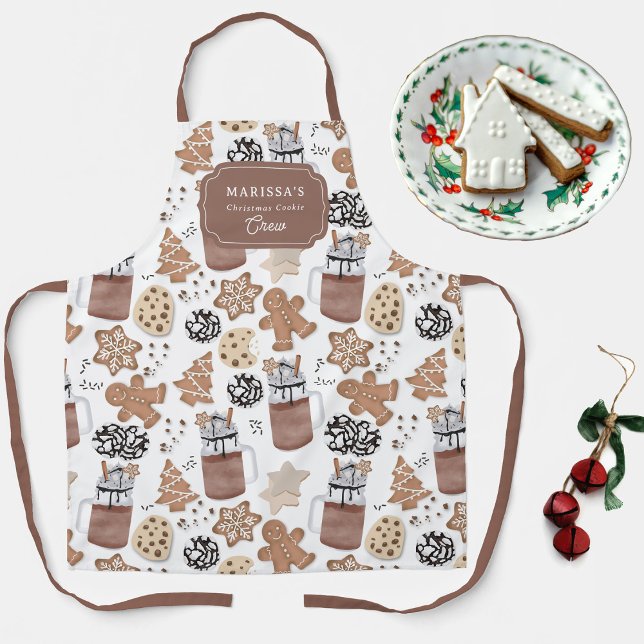 Tablier Équipe de fabrication de biscuits de Noël personna (Custom Christmas Cookie Baking Crew Personalized Apron)