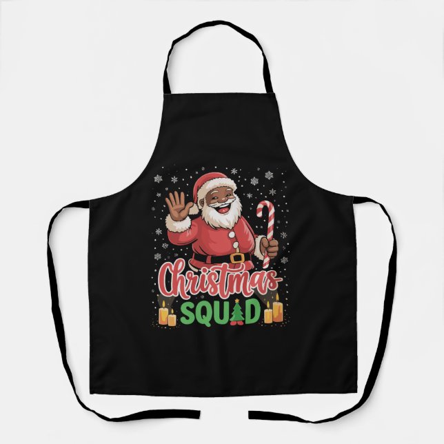 Tablier Équipe de Noël Santa Afro Man fier noir africain (Recto)