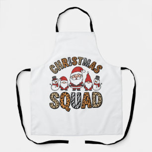 Tablier Équipe de Noël Santa Bonhomme de Neige Imprimé Léo
