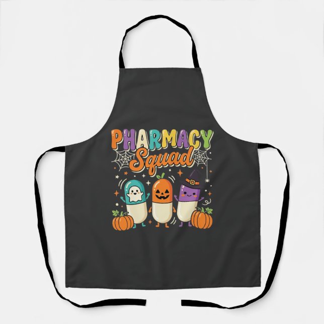 Tablier Équipe de pharmacie Halloween Ghost Pills Design_1 (Recto)