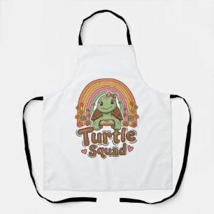 Tablier Équipe de tortue mignonne dessin vectoriel floral