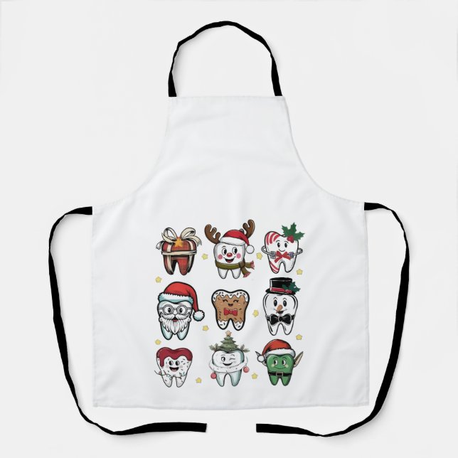 Tablier Équipe Dentaire Dentiste Noël Vacances Xmas  (Recto)