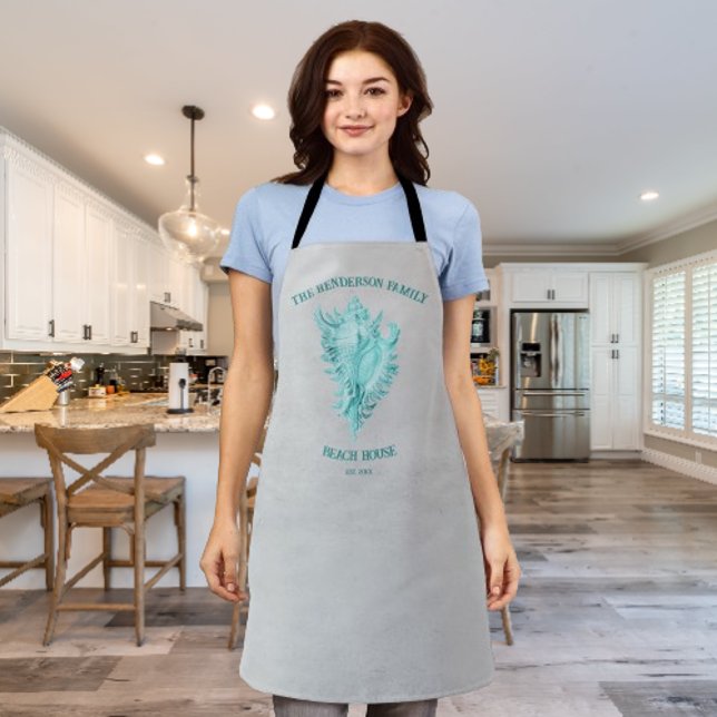Tablier Espace conch turquoise (Teal Conch Shell Personalized Apron)