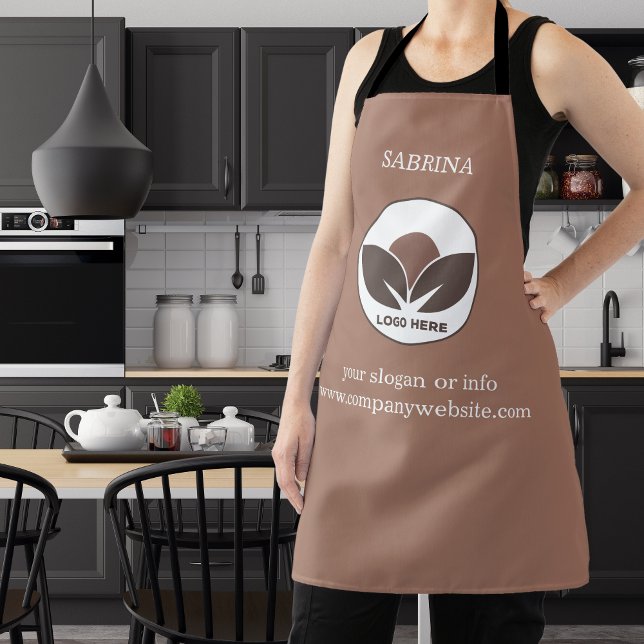 Tablier Espace Logo d'entreprise élégant | Mocha Mousse (Stylish Business Apron | Mocha Mousse | Custom Logo)