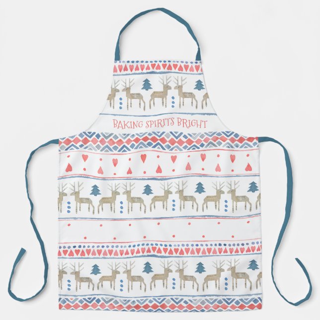 Tablier Esprits de pâtisserie lumineux Fairisle rennes nor (Recto)