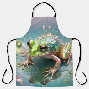 Tablier "Essence d'émeraude : Grenouille verte en art frac