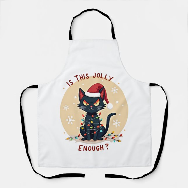 Tablier Est-ce que ce sapin de Noël au chat noir drôle est (Recto)