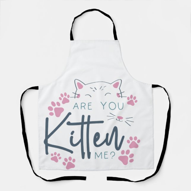 Tablier Est-ce que tu m'as chaton maman chat apron (Recto)