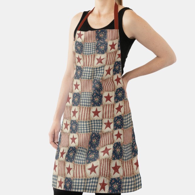 Tablier Esthétique Patchwork Americana Rustique (Insitu)