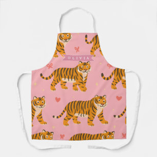 Tablier esthétique personnalisée rose tigre chic branchée