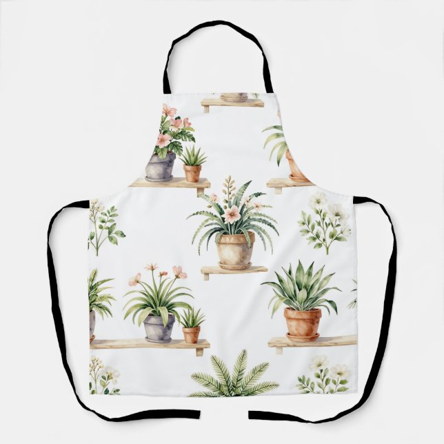 Tablier Étagère de plantes en pot à l'aquarelle (Recto)