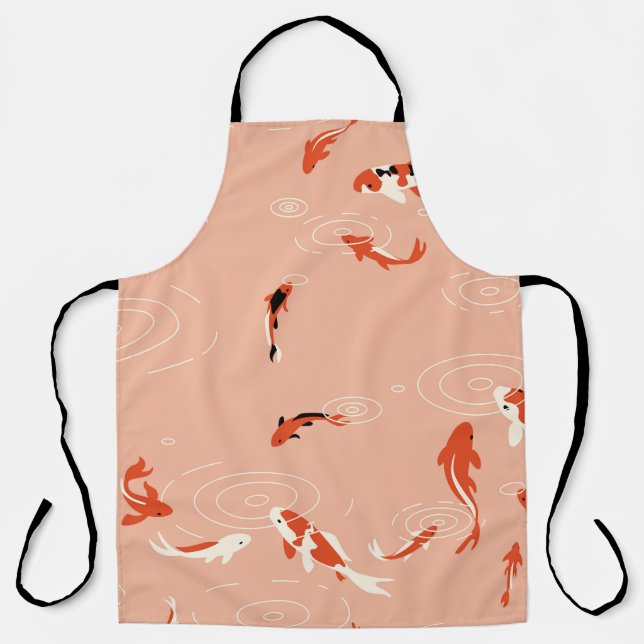 Tablier Etang de poissons Koi, motif sans soudure. (Recto)