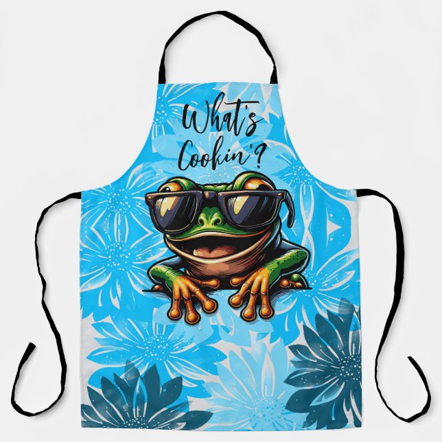 Tablier Été Frais Bleu Chillin' Grenouille Apron (Recto)