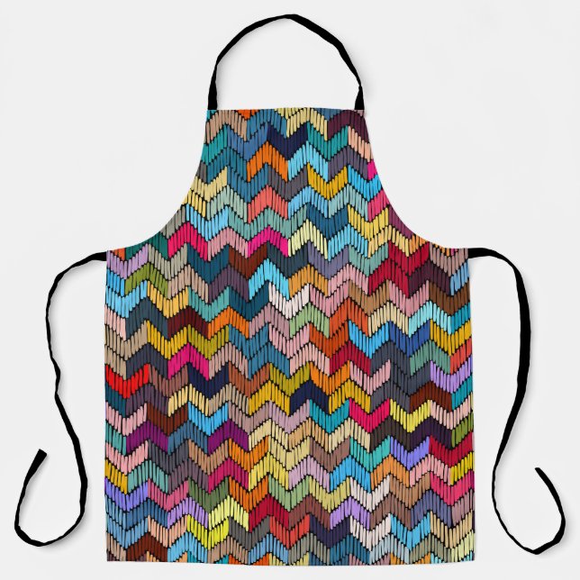 Tablier Ethnic Tribal Brodé Géométrique (Recto)